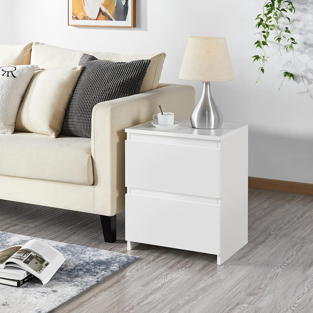 White 2-Drawer End Table, 18 x 14 x 22 inches P180873