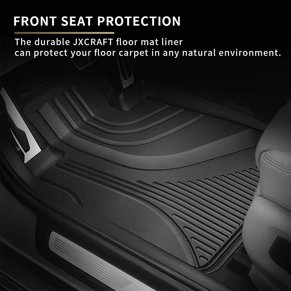 Heavy Duty Black TPE All Weather Car Floor Mats, 1st & 2nd Row Full Set C4452
