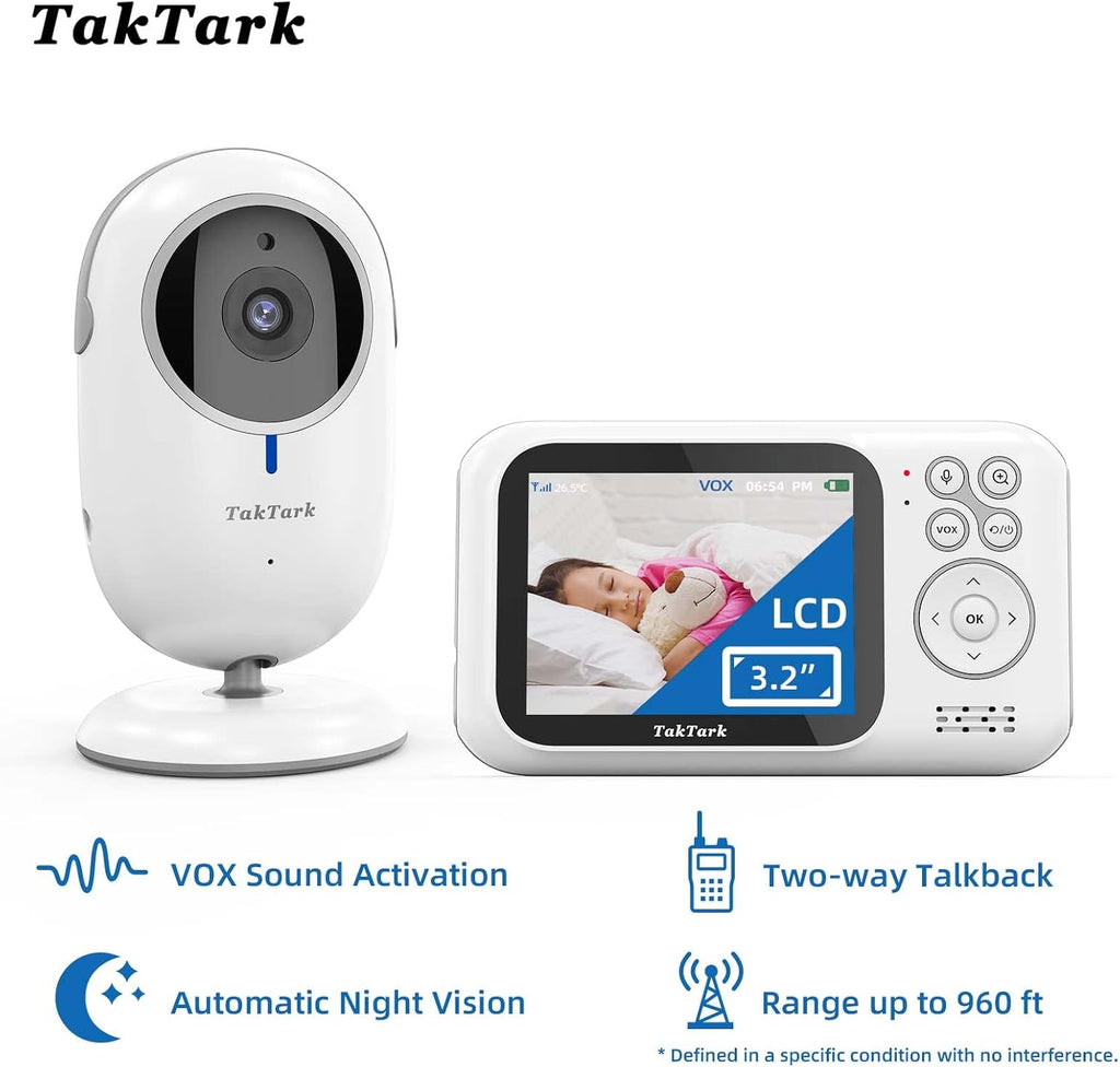Baby Monitor with Camera and Audio, Infrared Night Vision, Digital Zoom F836432