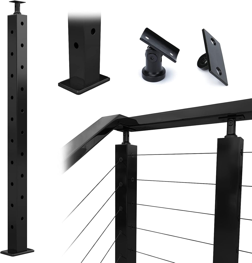 Square 36x2x2 304 Stainless Steel Black Pre-drilled Post A4514