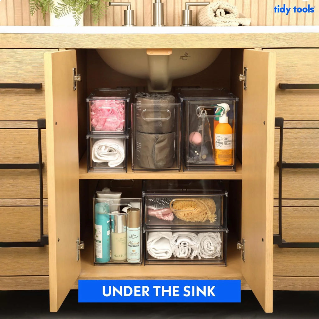 Clear Refrigerator Organizer Bins Stackable Plastic Storage Bins With Pull-Out Drawer E679