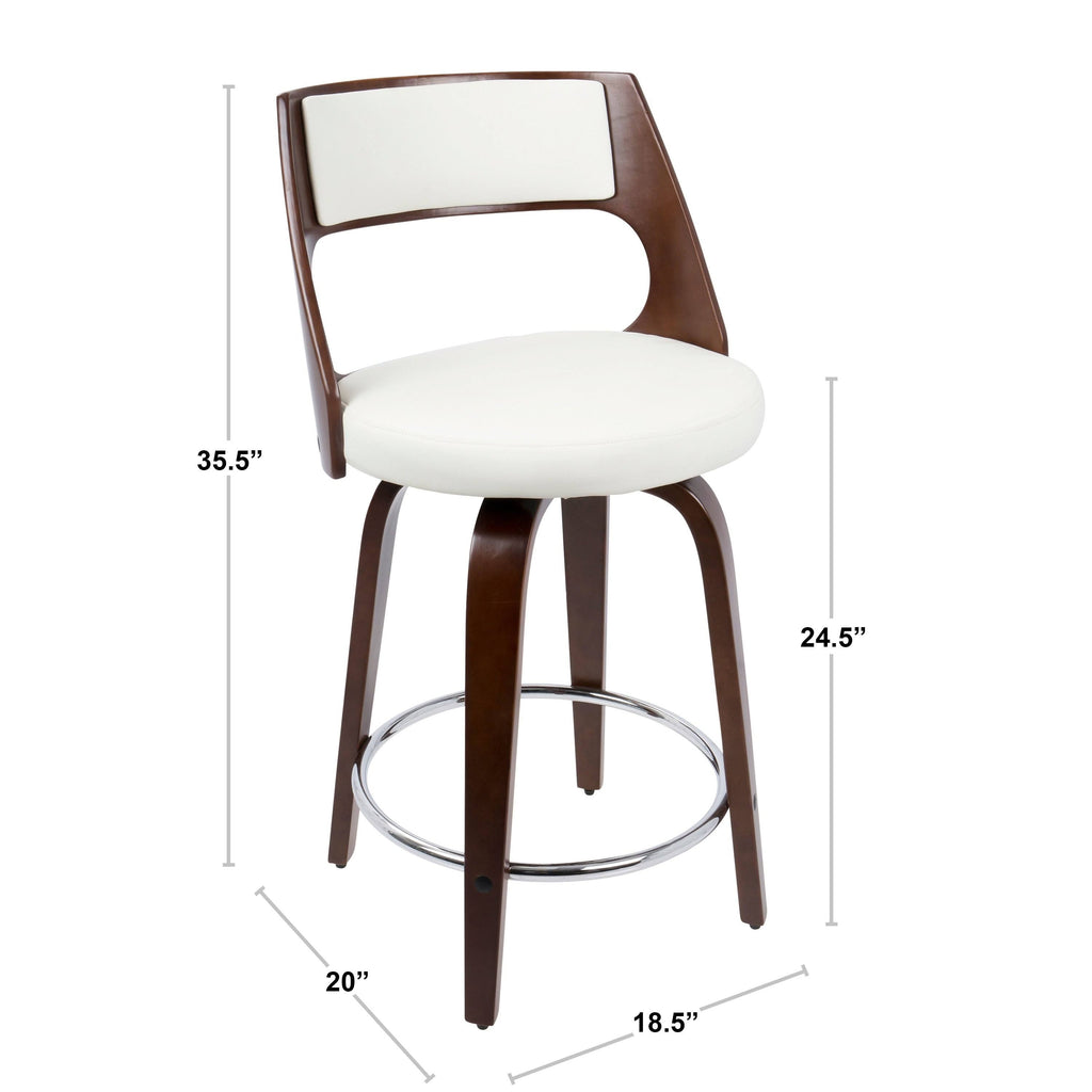 White/Cherry Mid-Century Modern Counter Stool (Set of 2) A187