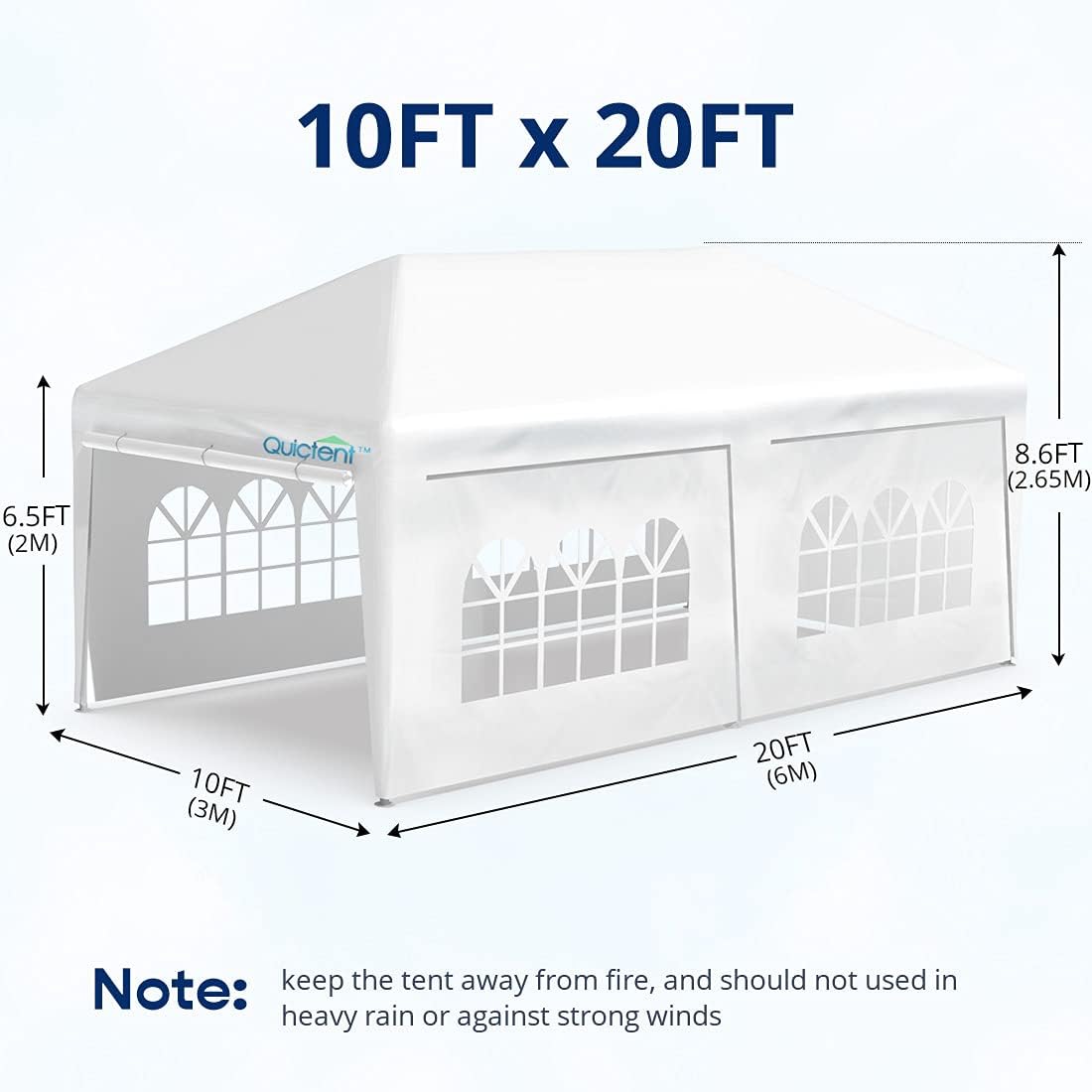 10x20 Outdoor Canopy Tent with 6 Removable Walls L967