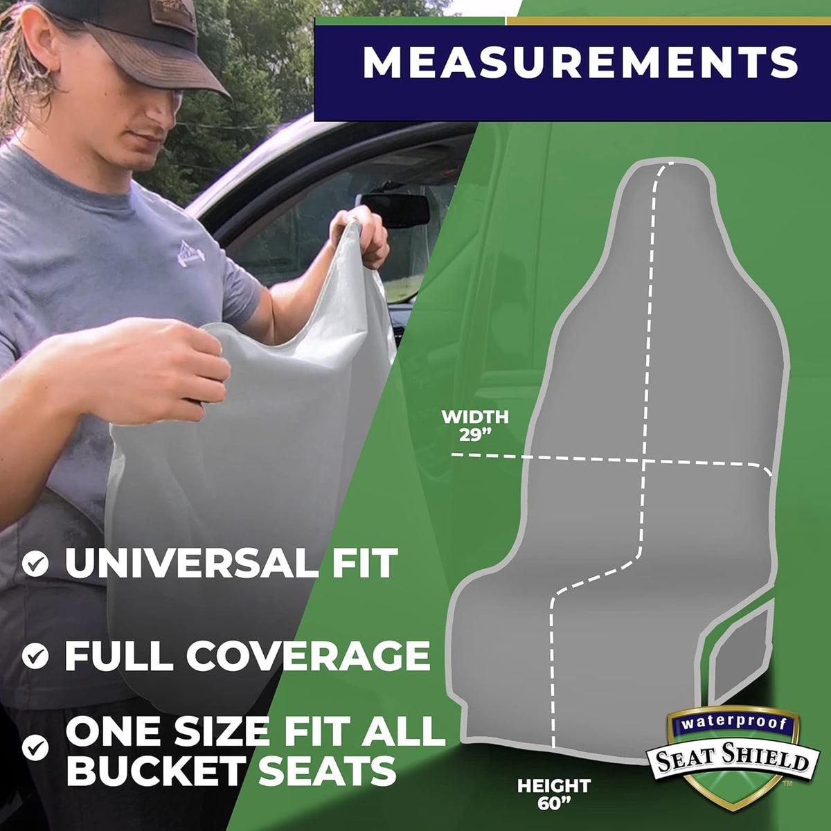 Gray Non-Slip Removable Car Seat Cover Pack of 2 J4246