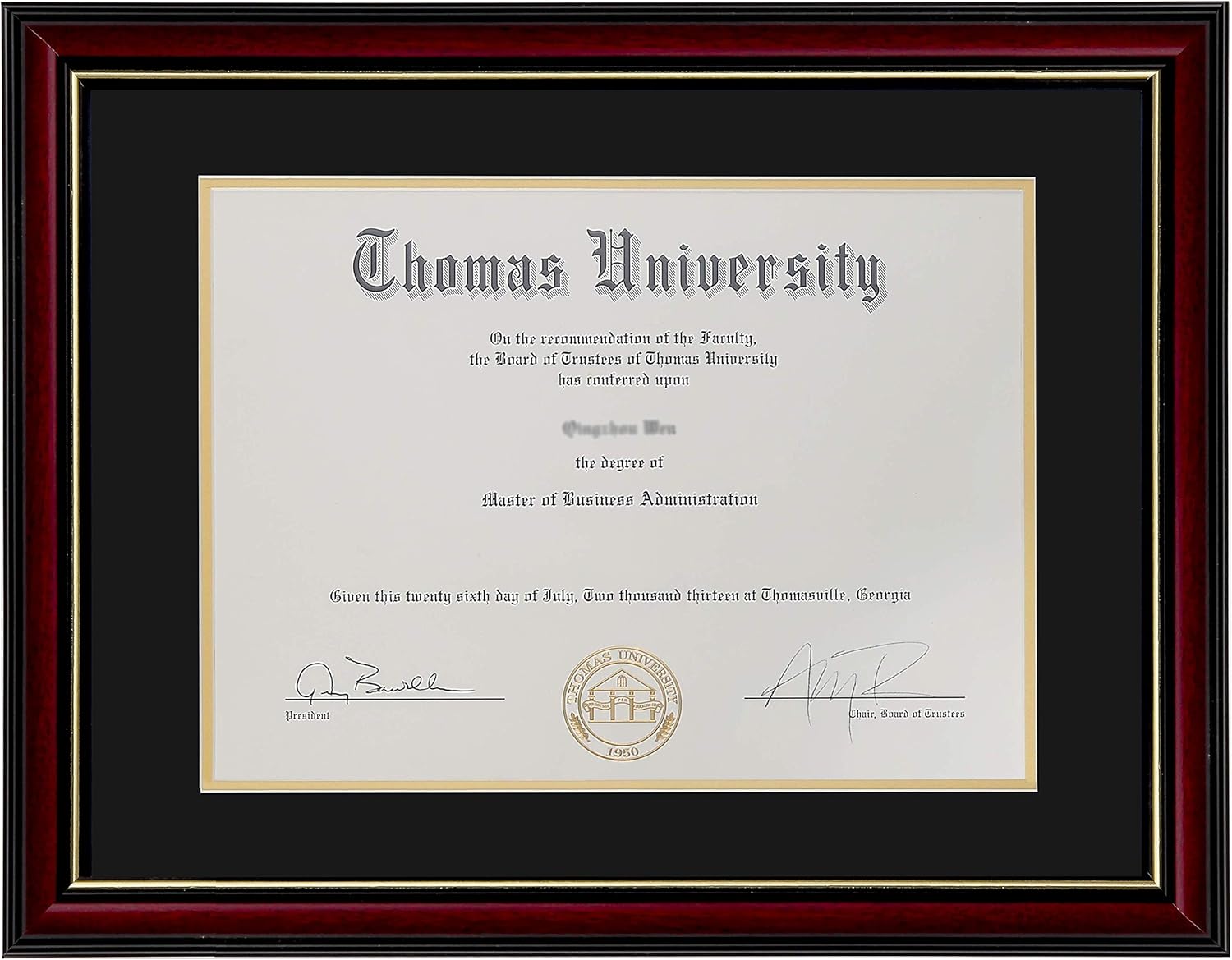 Diploma Frame Real Wood Glass Golden Rim 8.5x11 Inch with Mat 11x14 Inch Without Mat Double Mat Navy Blue B486921