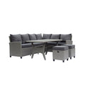 Outdoor Wicker Patio Sectional Sofa & Ottoman Set with Table H866372