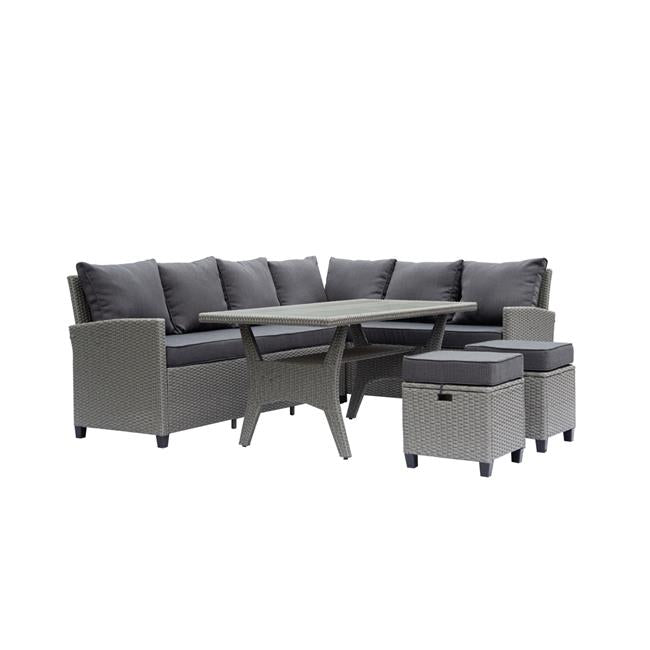 Outdoor Wicker Patio Sectional Sofa & Ottoman Set with Table H866372