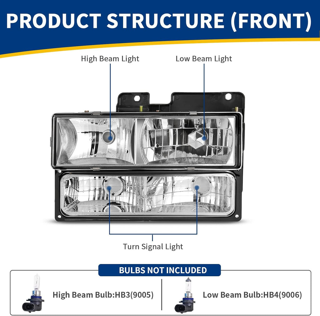 Headlight Assembly with Bumper Lights Pack of 2 K16830