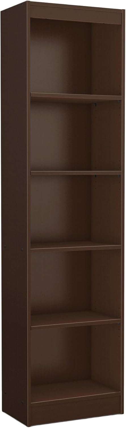 Pure Black 5-Shelf Narrow Bookcase A5156