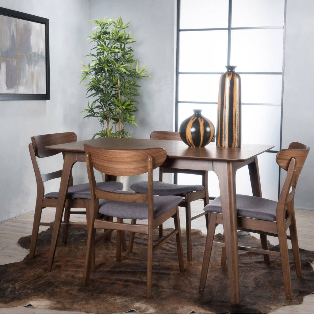 5pc Dining Set Oak Brown/Dark Gray X800589