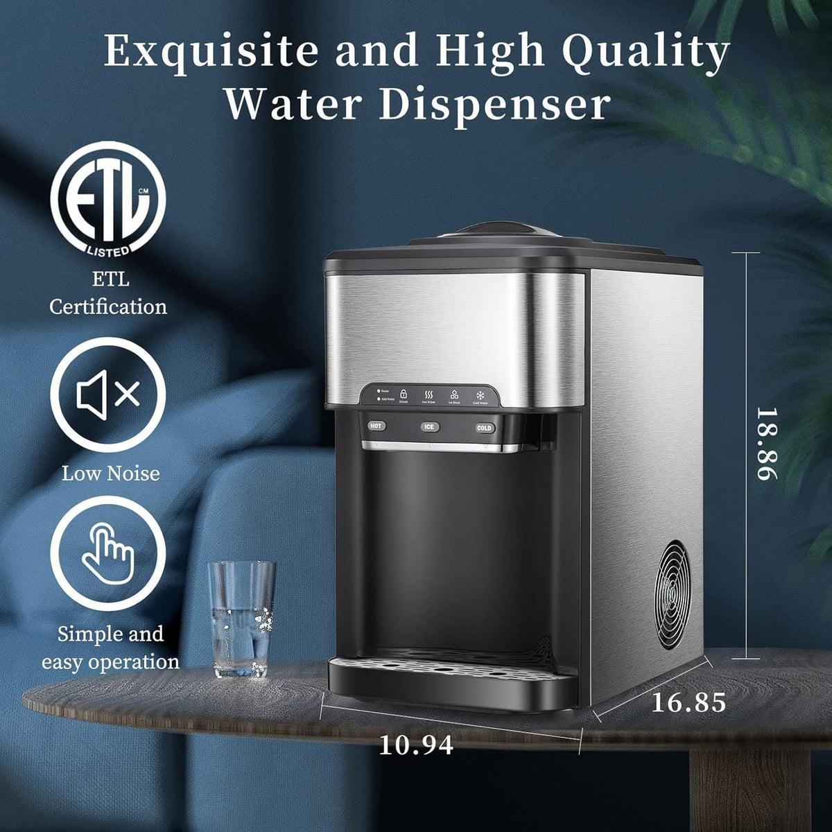 3 in 1 Top Loading Water Cooler Dispenser with Ice Maker N847330