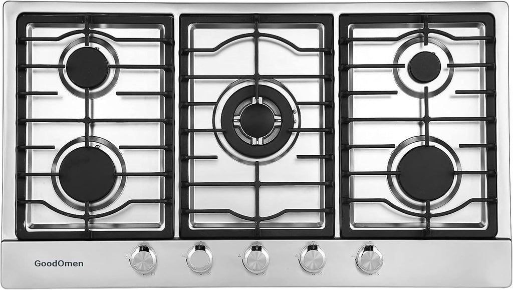 36 inch 5 Sealed Burners Stainless Steel Gas Cooktop with Cast Iron Grates P2933
