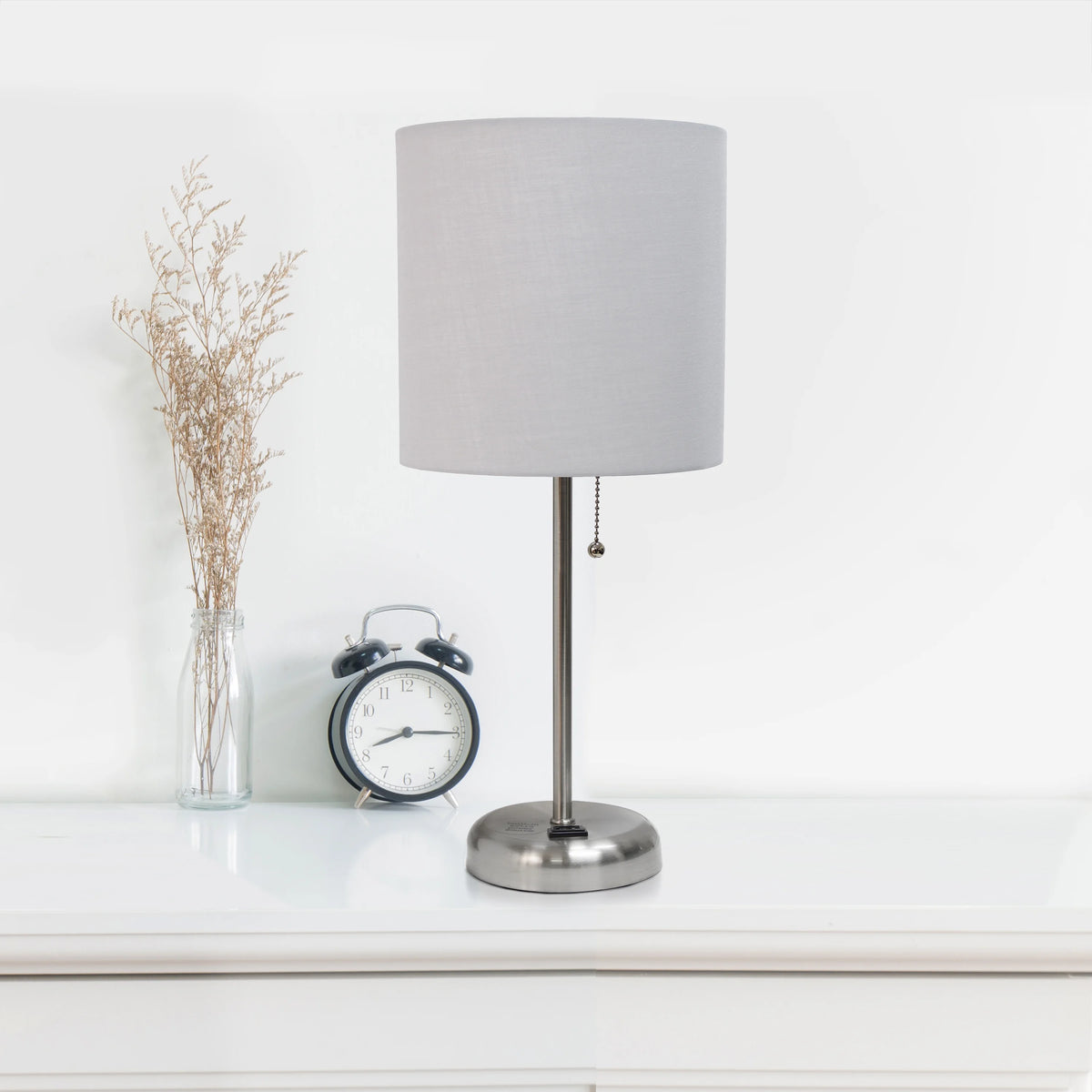 Stick Lamp with Outlet and Fabric Shade Two Pack Set C475014