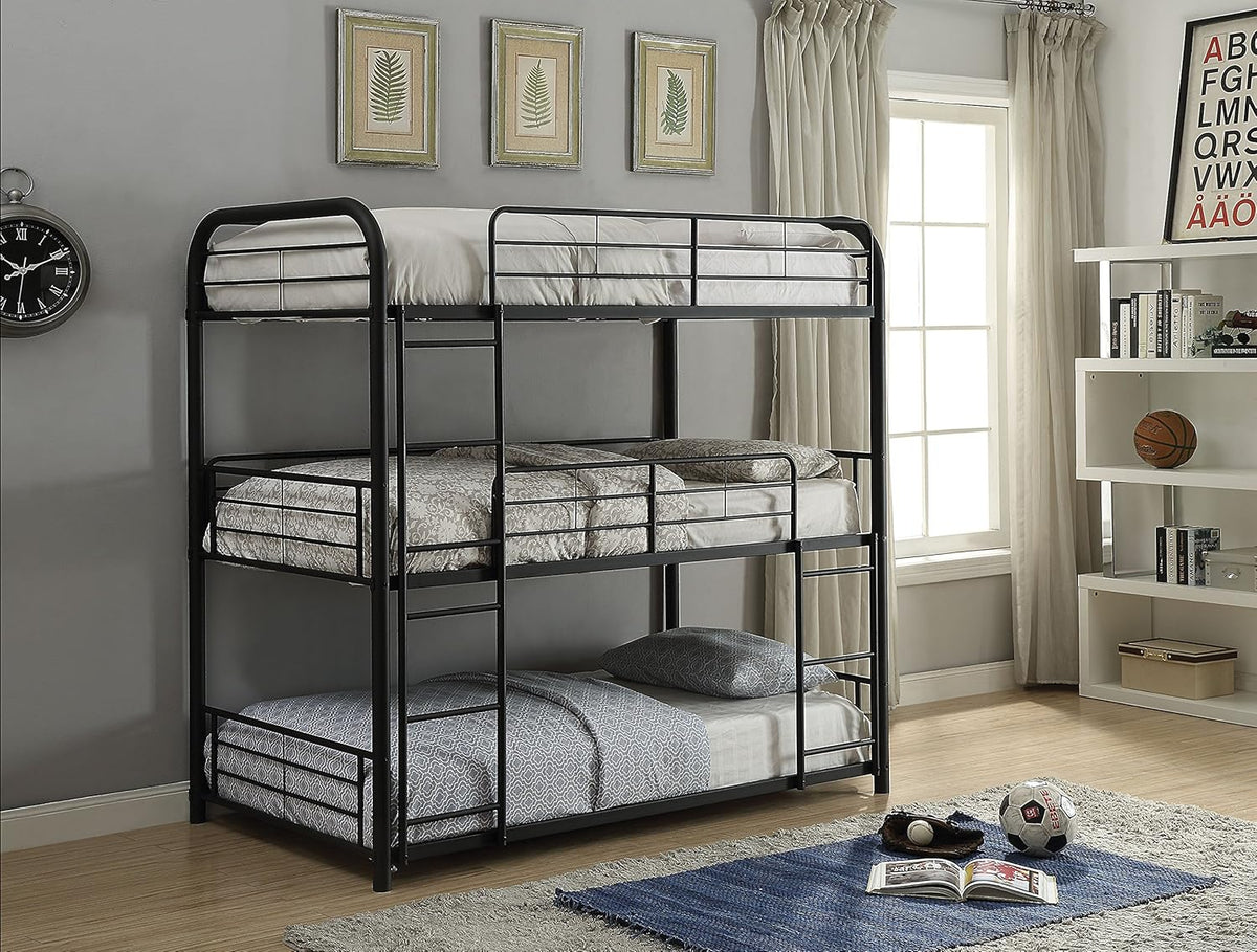Triple Bunk Bed, Twin, Sandy Black U297