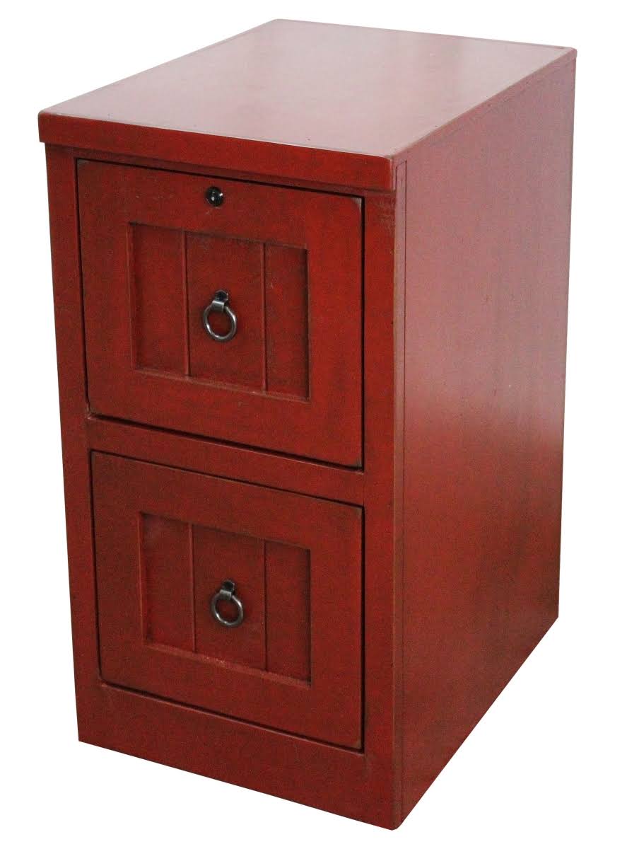 Rustic 2 Drawer File Cabinet Burnt Red W4780