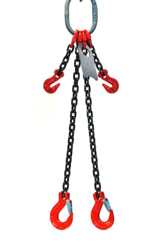 3/8" x 6' Double Leg Chain Sling with Sling Hooks and Adjusters Y555