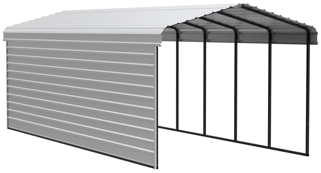 Galvanized Steel Carport Kit with 1-Sided Enclosure V882