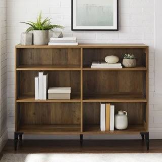 52" Grey Wash Mesh Side Panel Bookshelf N3529