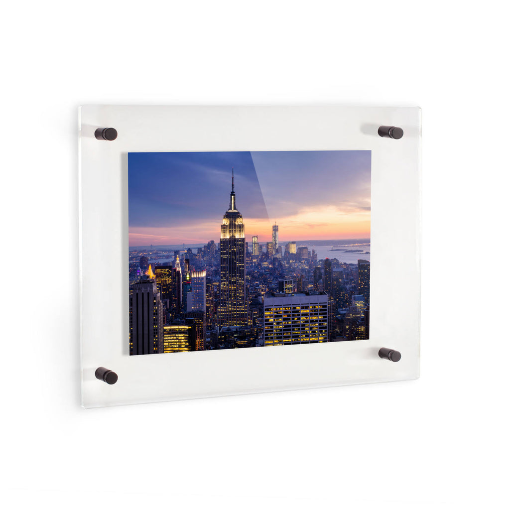 Acrylic Floating Frame for Pictures Up to 22x27 Inches with Black Acrylic Standoff N17388