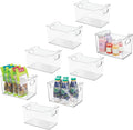 Slim Stackable Plastic Storage Bin with Handles, Clear, 8 Pack C77579