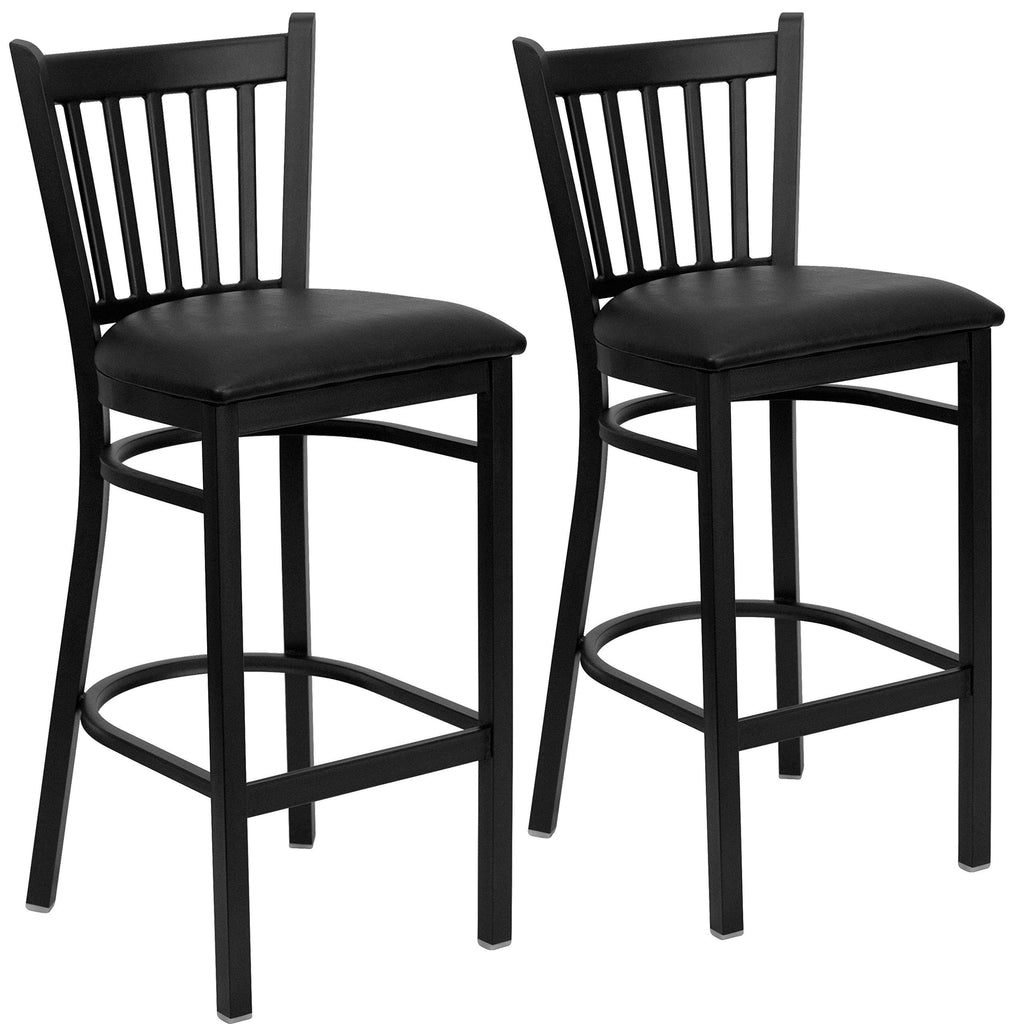 Black Vertical Back Metal Restaurant Barstool R76425