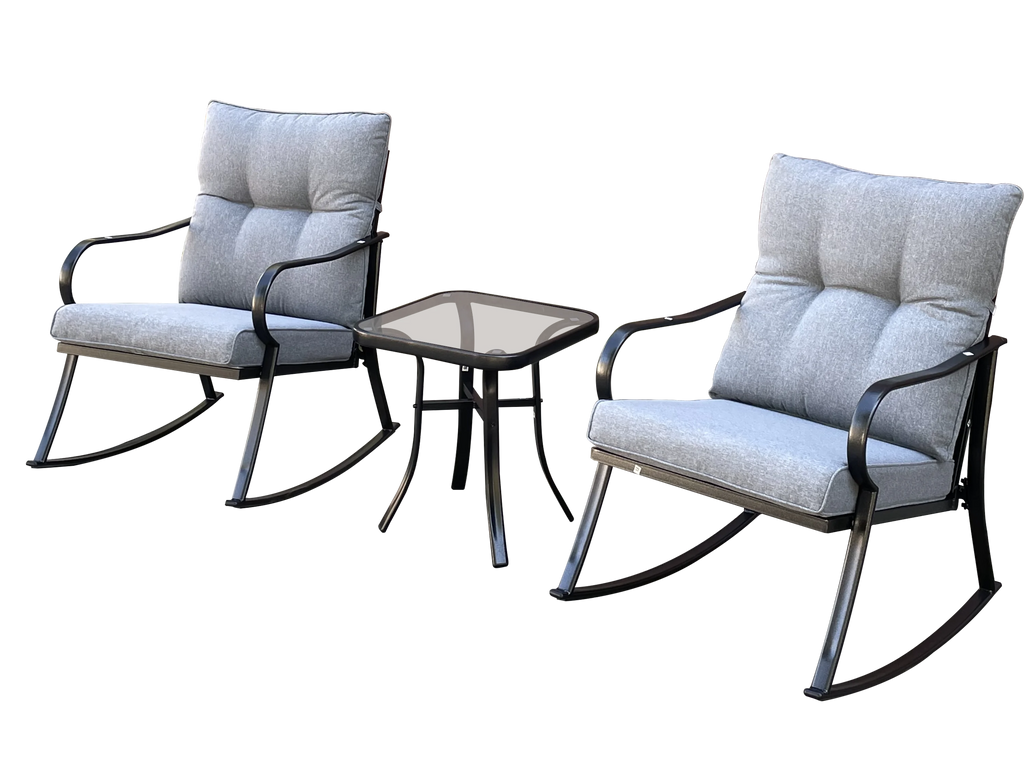 3 Pc Outdoor Swivel Rocker Patio Chairs - Gray O558901