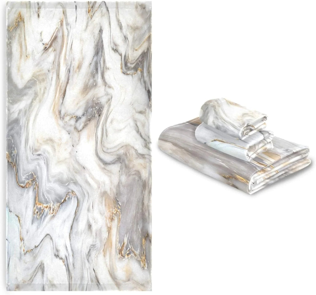 3 Piece Marble Ink Texture Towel Set X45769
