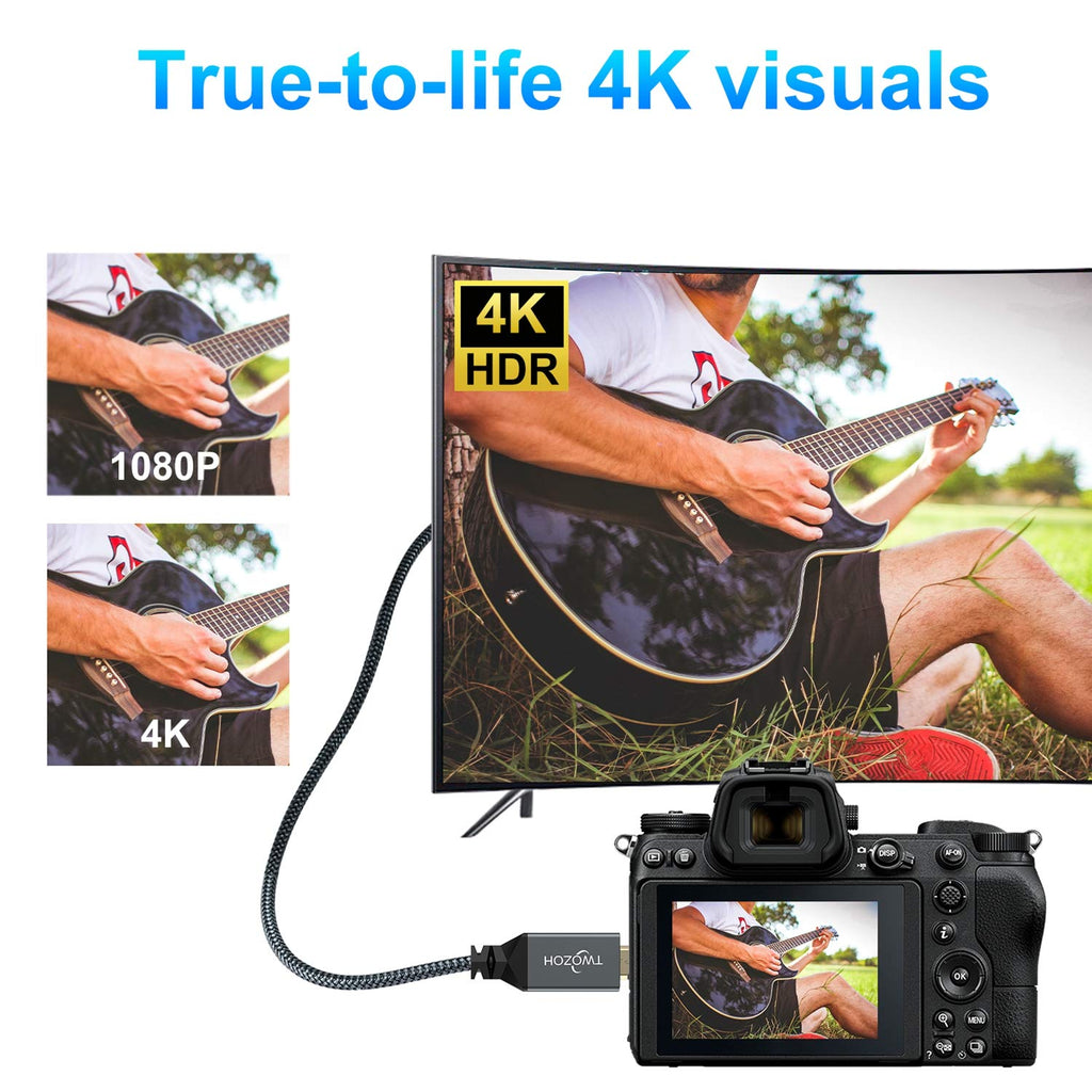 4K Micro HDMI to HDMI Cable 1FT Braided Cord P979