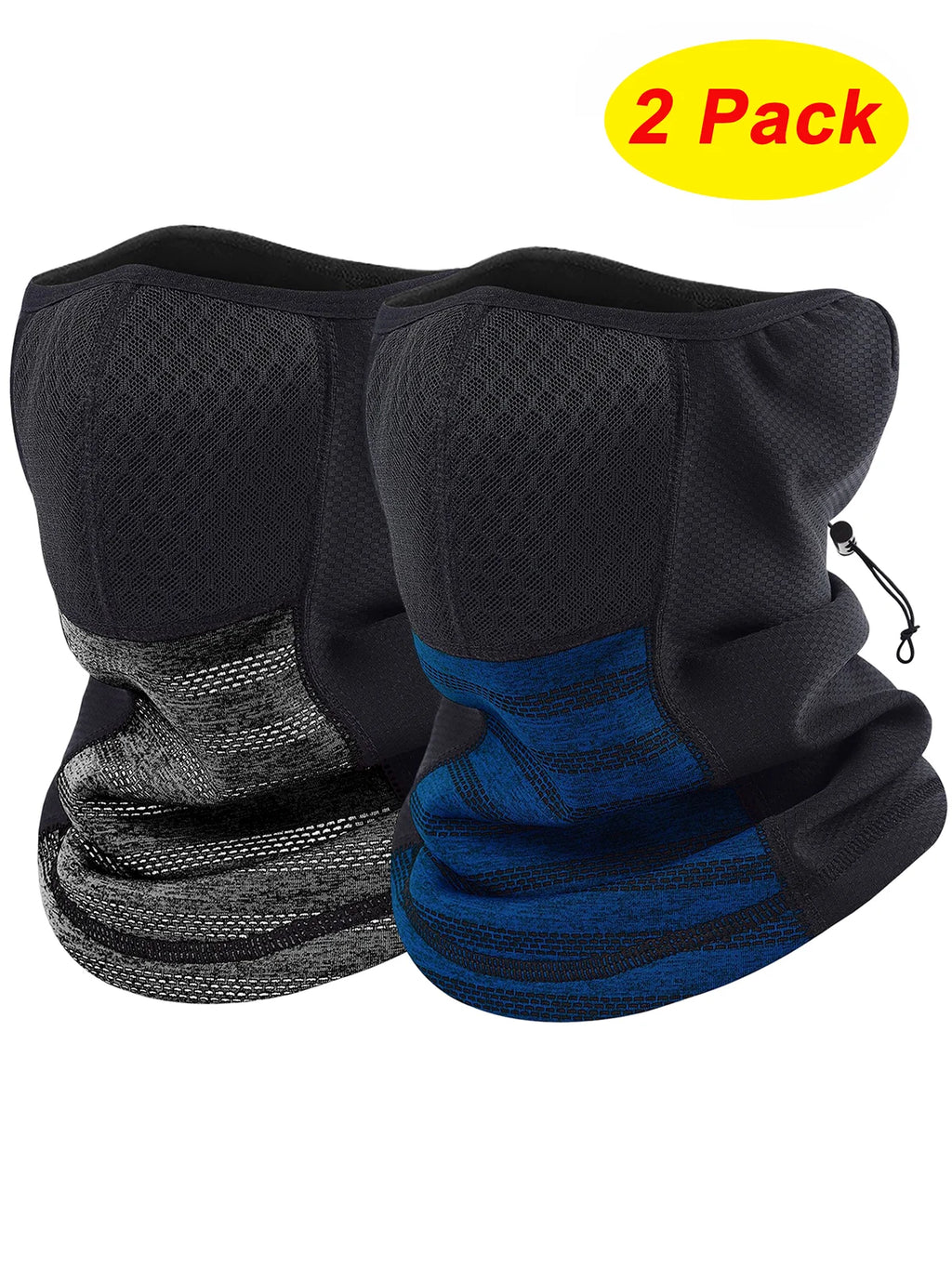 2 Pack Ski Mask Balaclava Neck Gaiter Dark Gray & Blue E71769