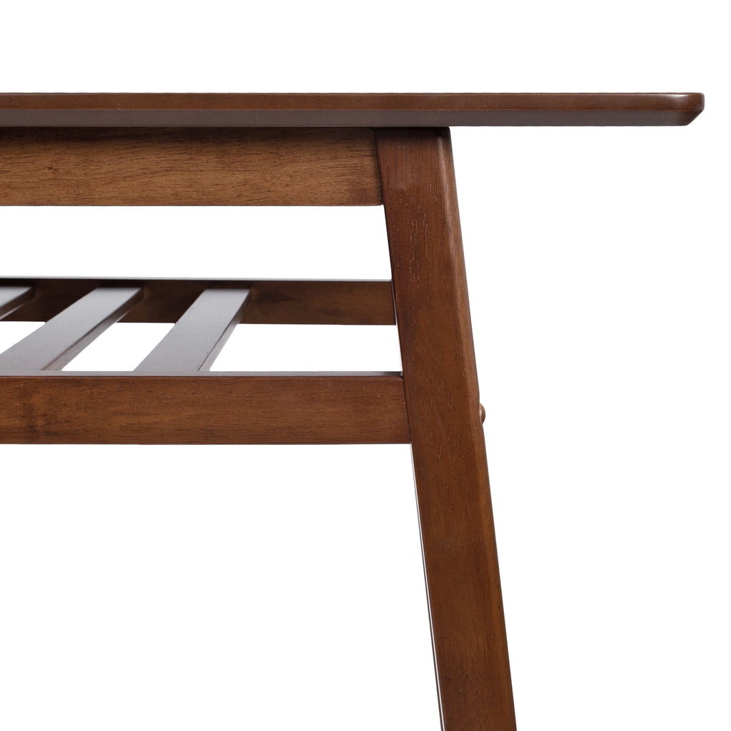 Walnut Brown Wooden Pub Table with Storage Shelf B73242