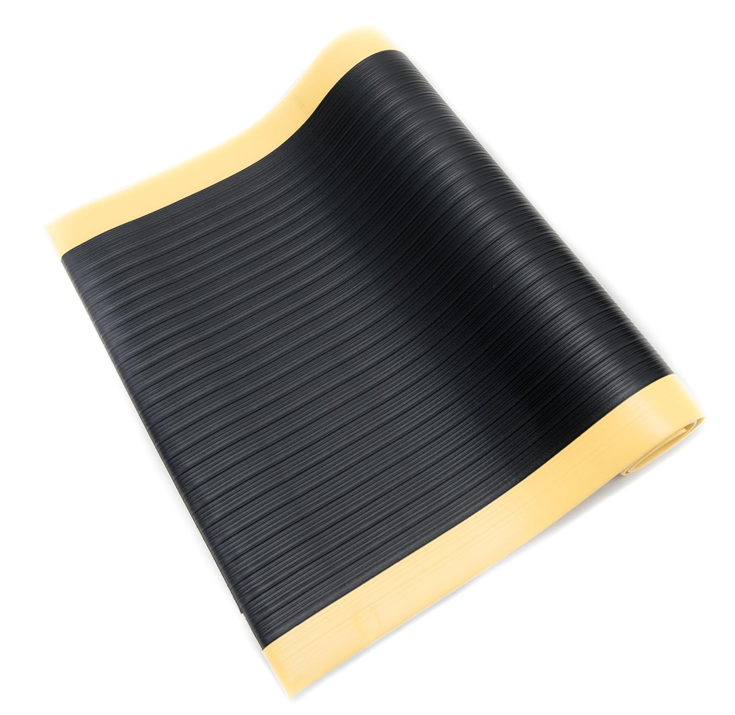 Anti Fatigue Floor Mat, 3 Feet Wide x 5 Feet Long x 5/8 Inches Thick, Black with Yellow Border Q806