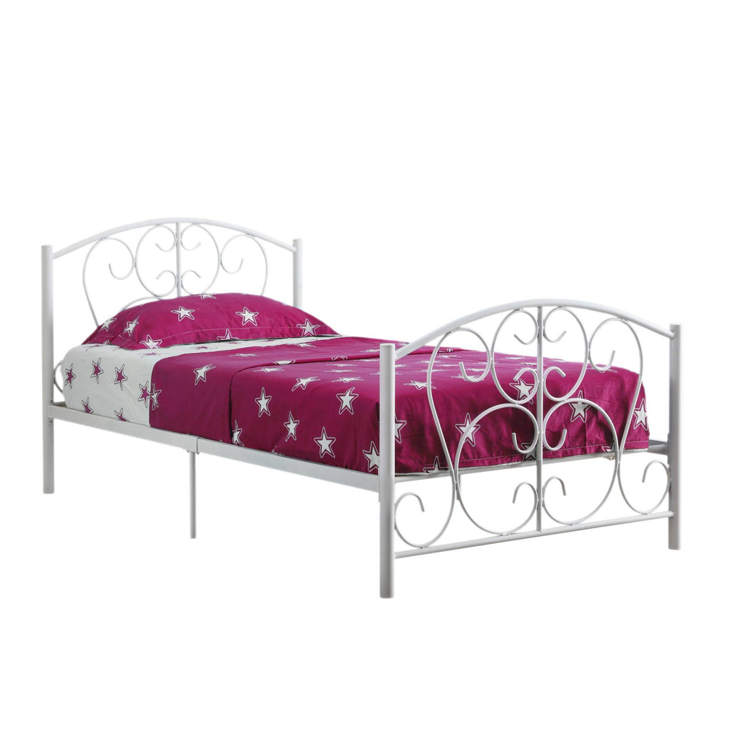 Matte White Rectangular Bed Frame Twin Size B648677