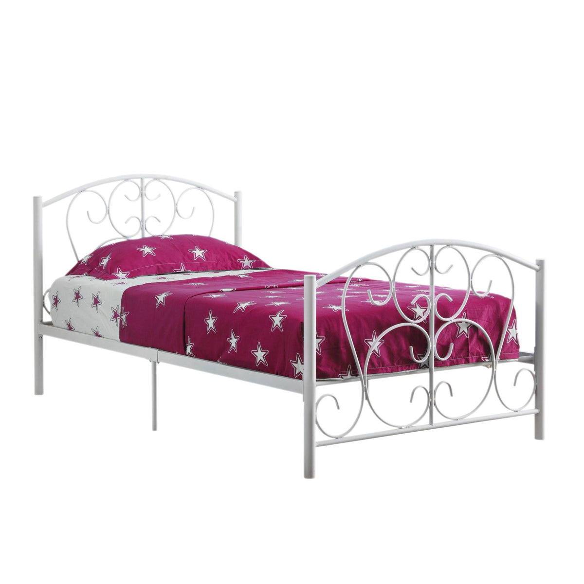 Matte White Rectangular Bed Frame Twin Size B648677