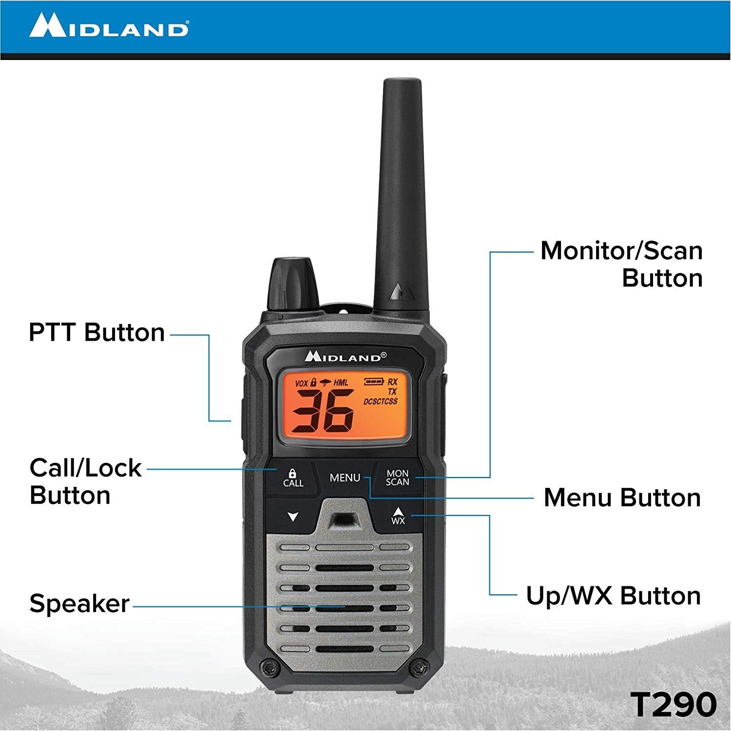 Black/Silver 4 Radios GMRS Two Way Radio Walkie Talkie K9419