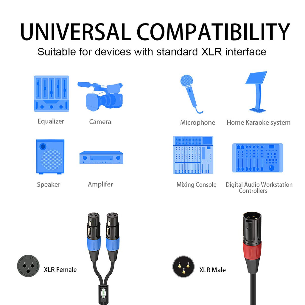 XLR Y-Cable 2 Female to 1 Male 1.6ft K9974