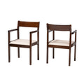 Cream Fabric and Dark Brown Finished Wood 2-Piece Dining Chair Set B75644