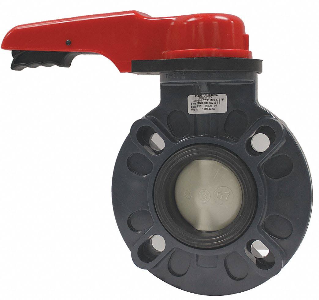 Butterfly Valve, 2-1/2x22 Pipe Size, PVC E341576