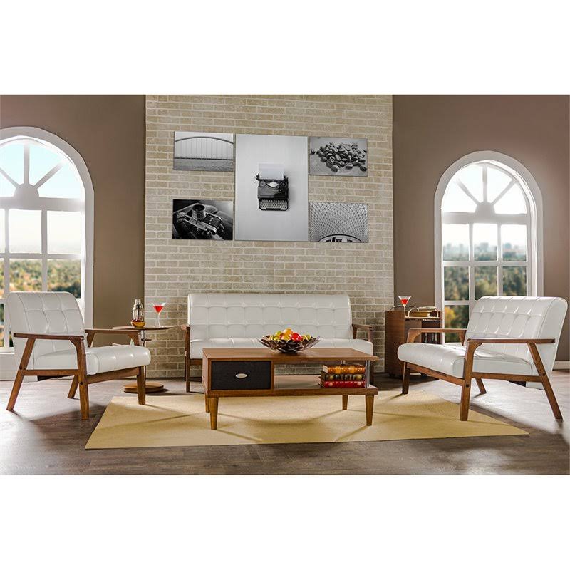 White Faux Leather Tufted Sofa X124