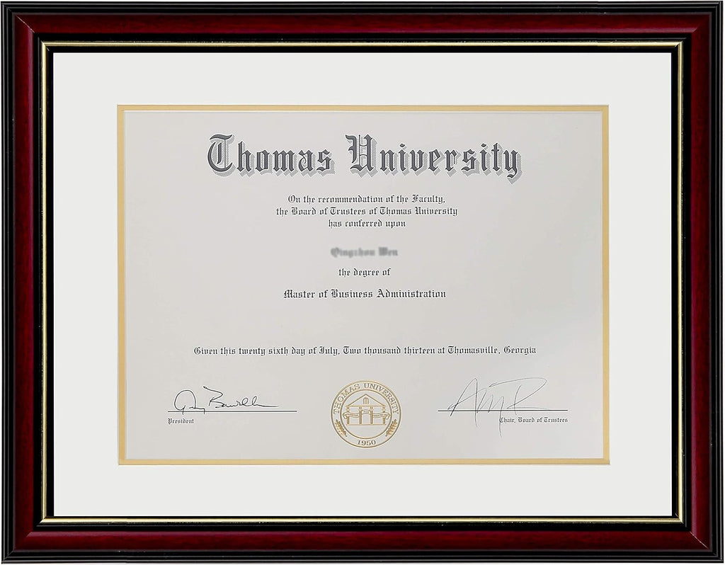 Diploma Frame Real Wood Glass Golden Rim 8.5x11 Inch with Mat 11x14 Inch Without Mat Double Mat Navy Blue B486921