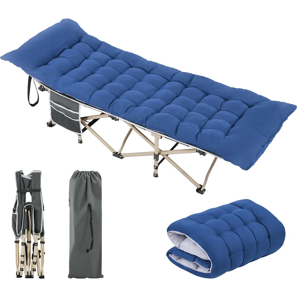 Gray Portable Folding Camping Cot with Carry Bag J377175
