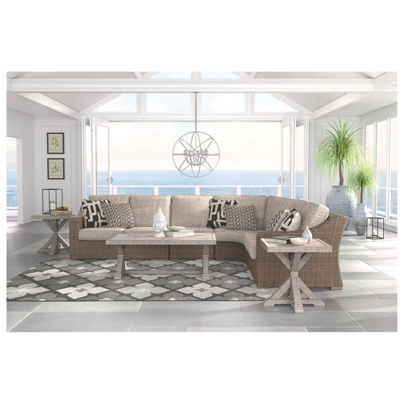 Beige 2 Piece Patio Loveseat Set E336701