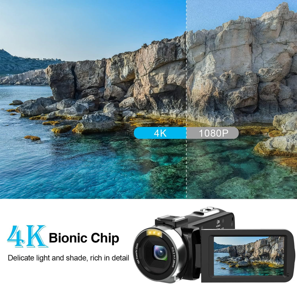 4K Camcorder with IR Night Vision and 18X Digital Zoom A32895