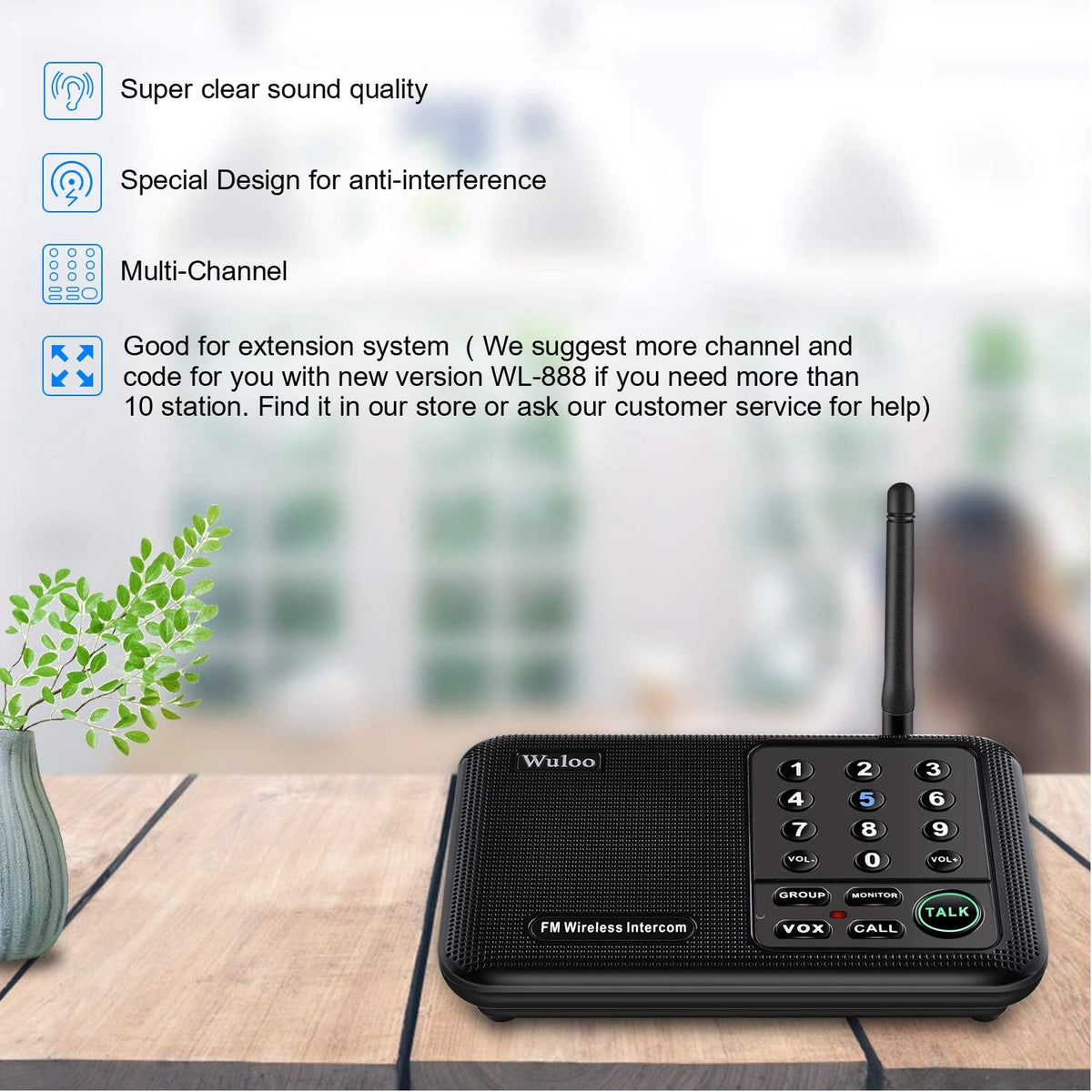 Wireless Intercom System, 2 Packs, Black X252004