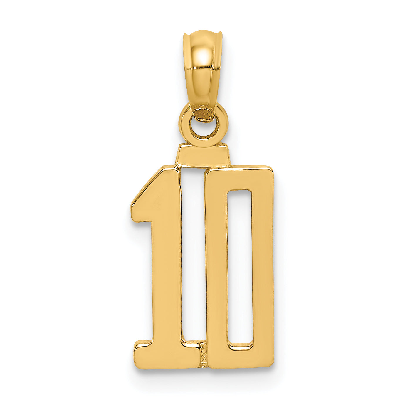 14K Yellow Gold Polished Number 10 Pendant Charm with 10K Yellow Gold Rope Chain Necklace 16'' U539884