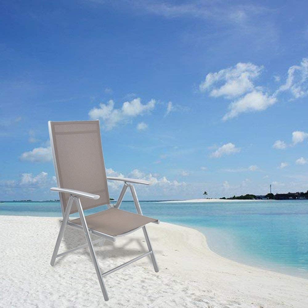Set of 2 Aluminum Adjustable Reclining Patio Folding Sling Back Chairs L68035