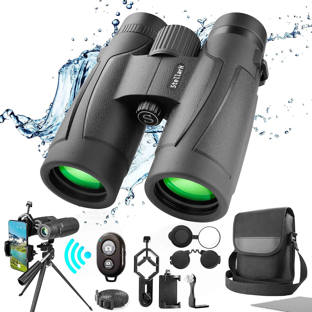 10x42 Waterproof Binoculars with Tripod, Smartphone Adapter, Carrying Bag G1527