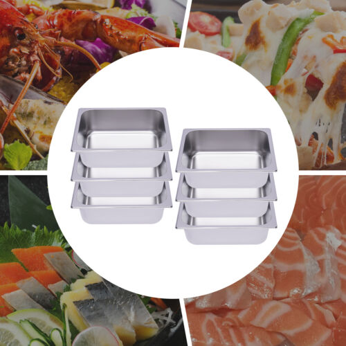 6Pcs 1/2 Size 4" Deep Silver Stainless Steel Steam Table Pans U5842