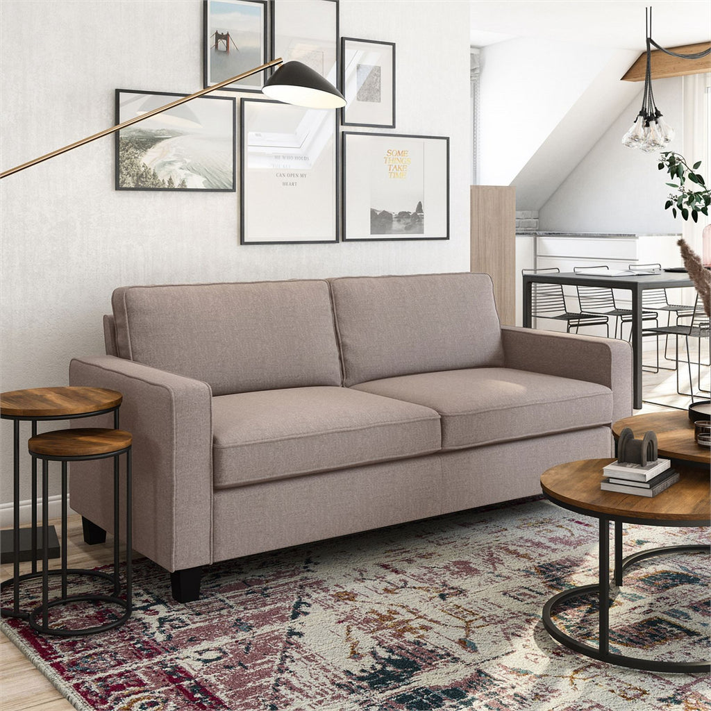 Taupe Brown Fabric Three Seater Sofa I133