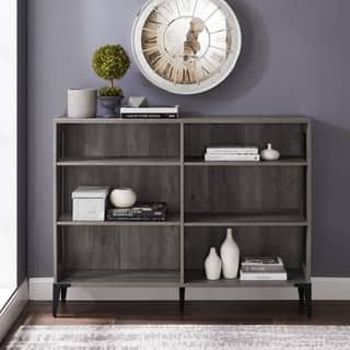 52" Grey Wash Mesh Side Panel Bookshelf N3529