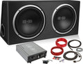 1000W Dual 10" Car Subwoofer with Ported Enclosure, Monoblock Amplifier, Wiring Kit and Remote Bass Knob C596